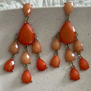 Peach Chandelier Faceted Earrings.